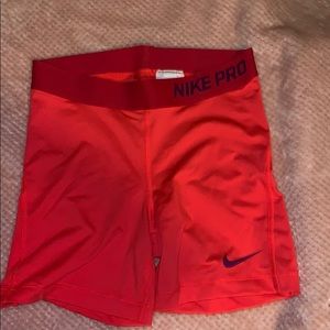 Nike pro red compression shorts